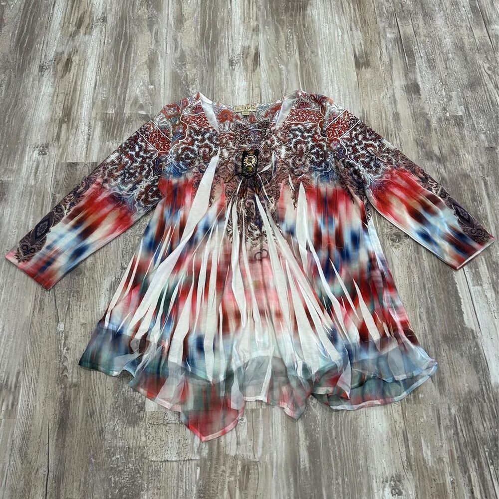 Authentic Vintage Y2K Live and Let Live Women's boho tie-dye paisley sublimation